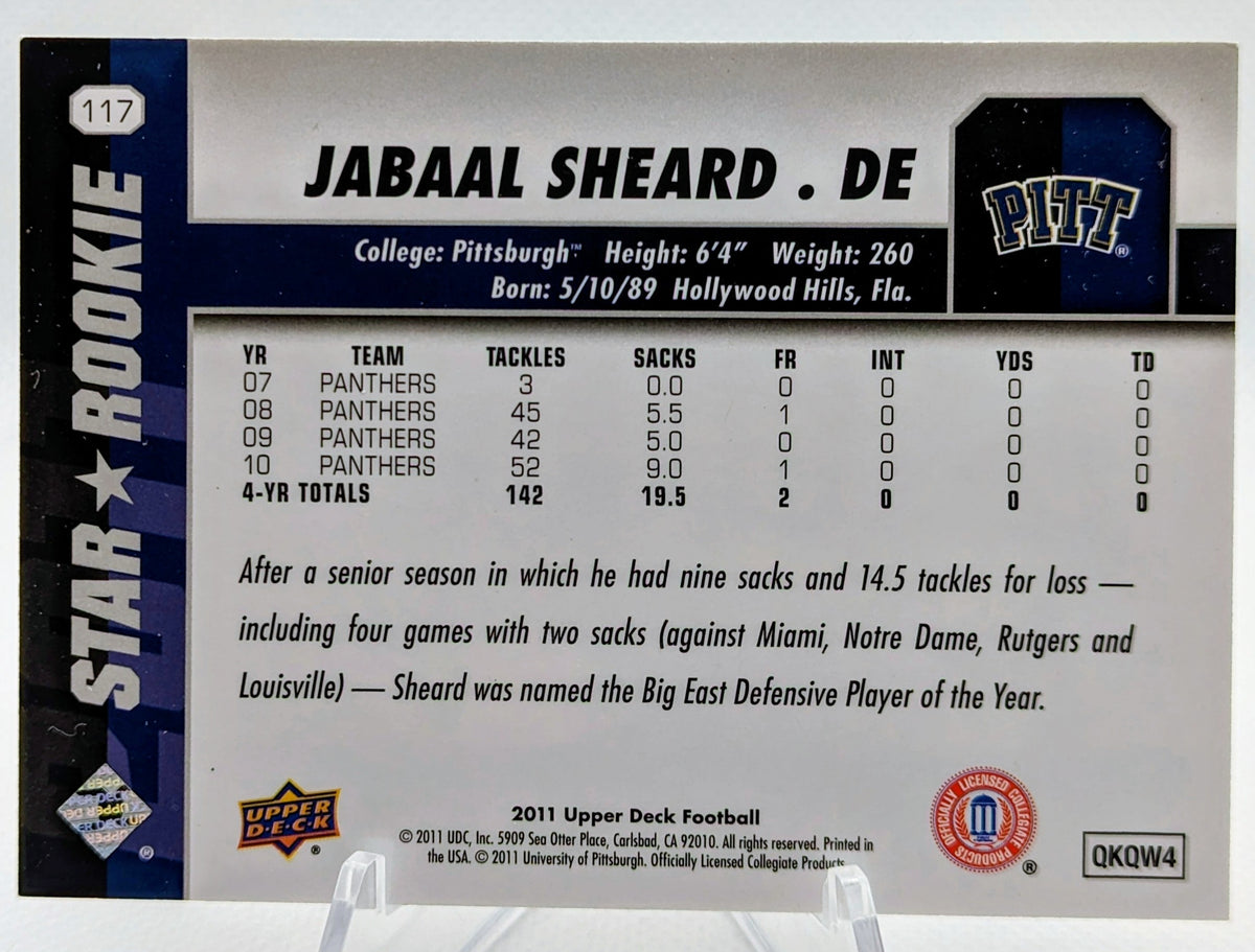 2011 Upper Deck Star Rookie Jabaal Sheard #117 RC image 2