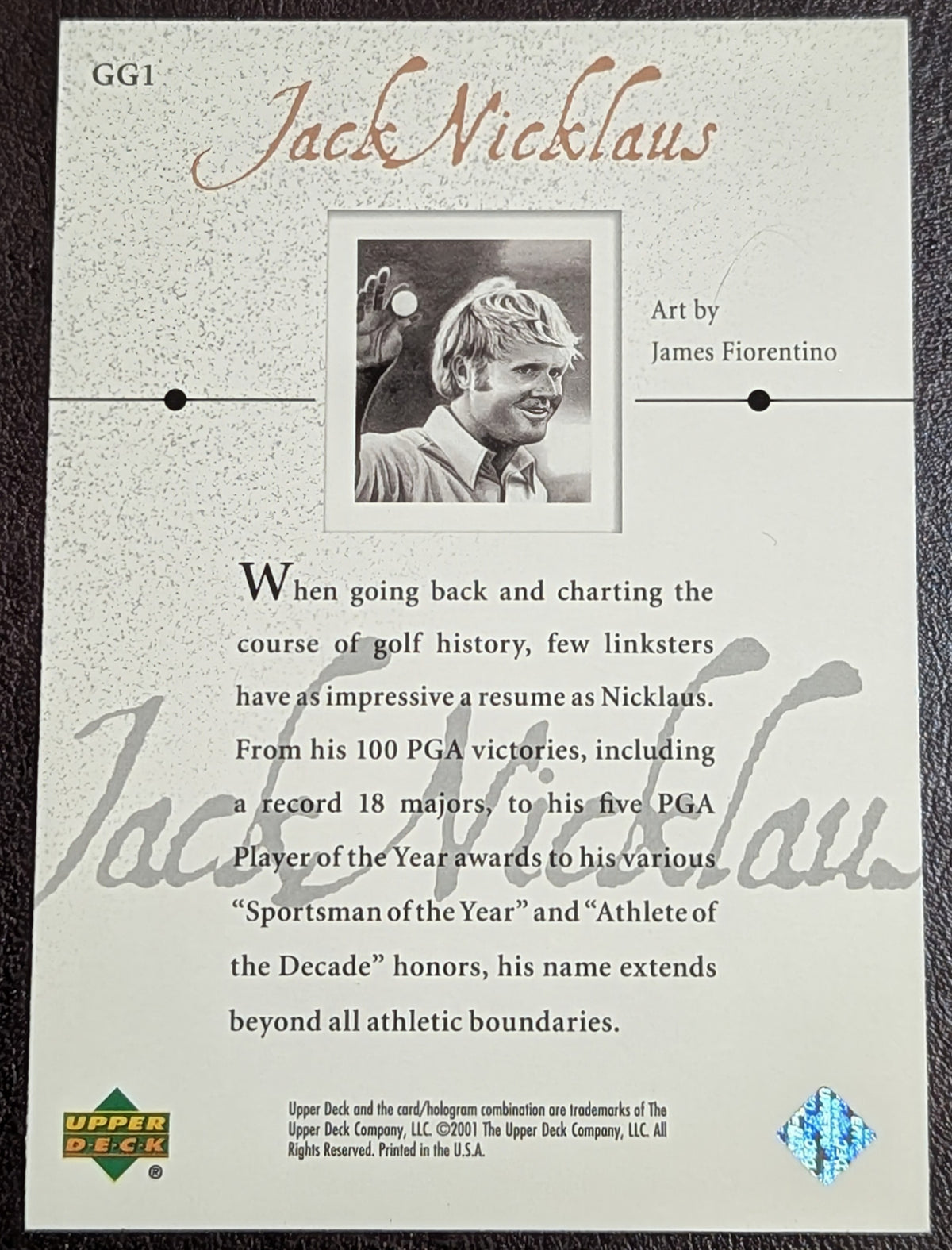 2001 Upper Deck Golf Gallery #GG1 Jack Nicklaus HOF image 2