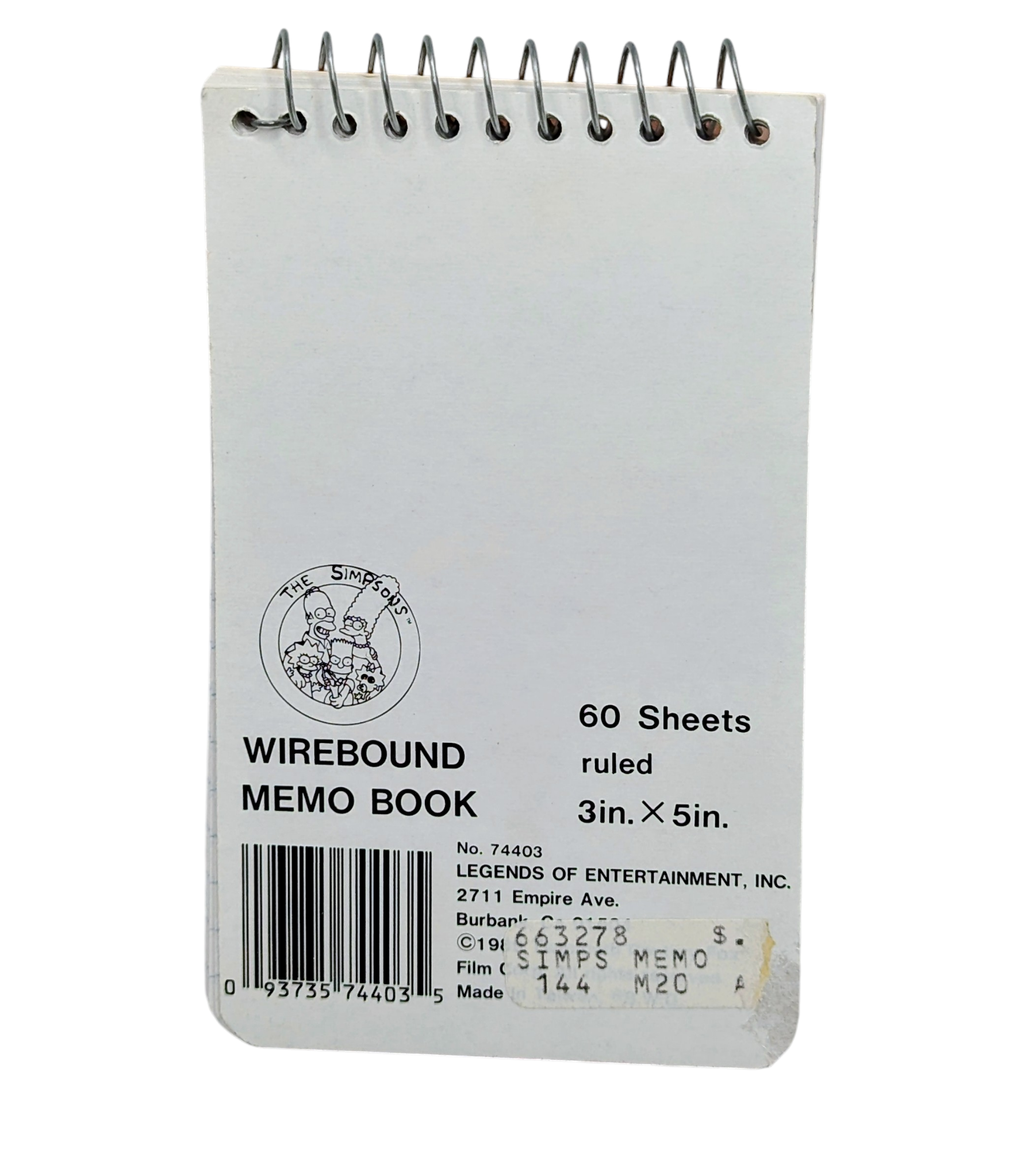 1989 The Simpsons Homer Simpson Worlds Angriest Dad Wire Bound Memo Book Notepad image 2