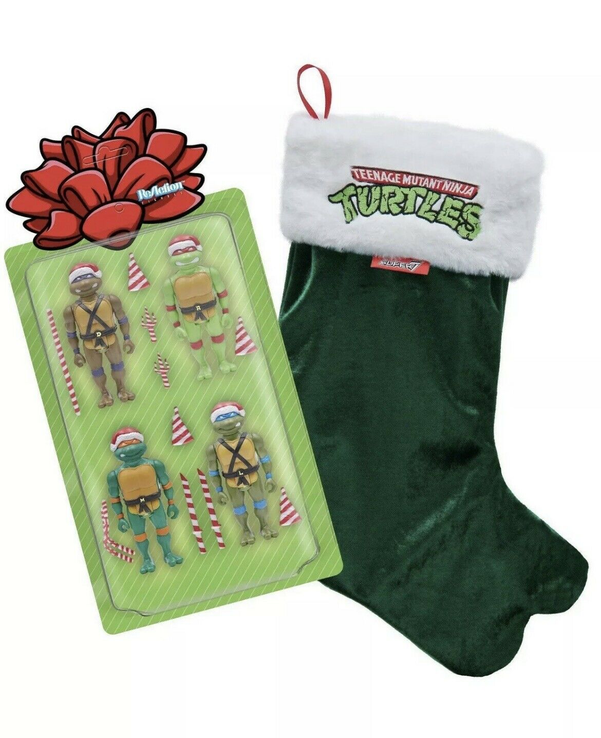 Super7 ReAction Teenage Mutant Ninja Turtles Figures Holiday Bundle Stocking