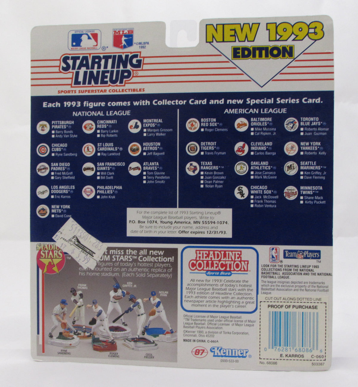 1993 Starting Lineups Eric Karros LA Dodgers Baseball Figure image 2