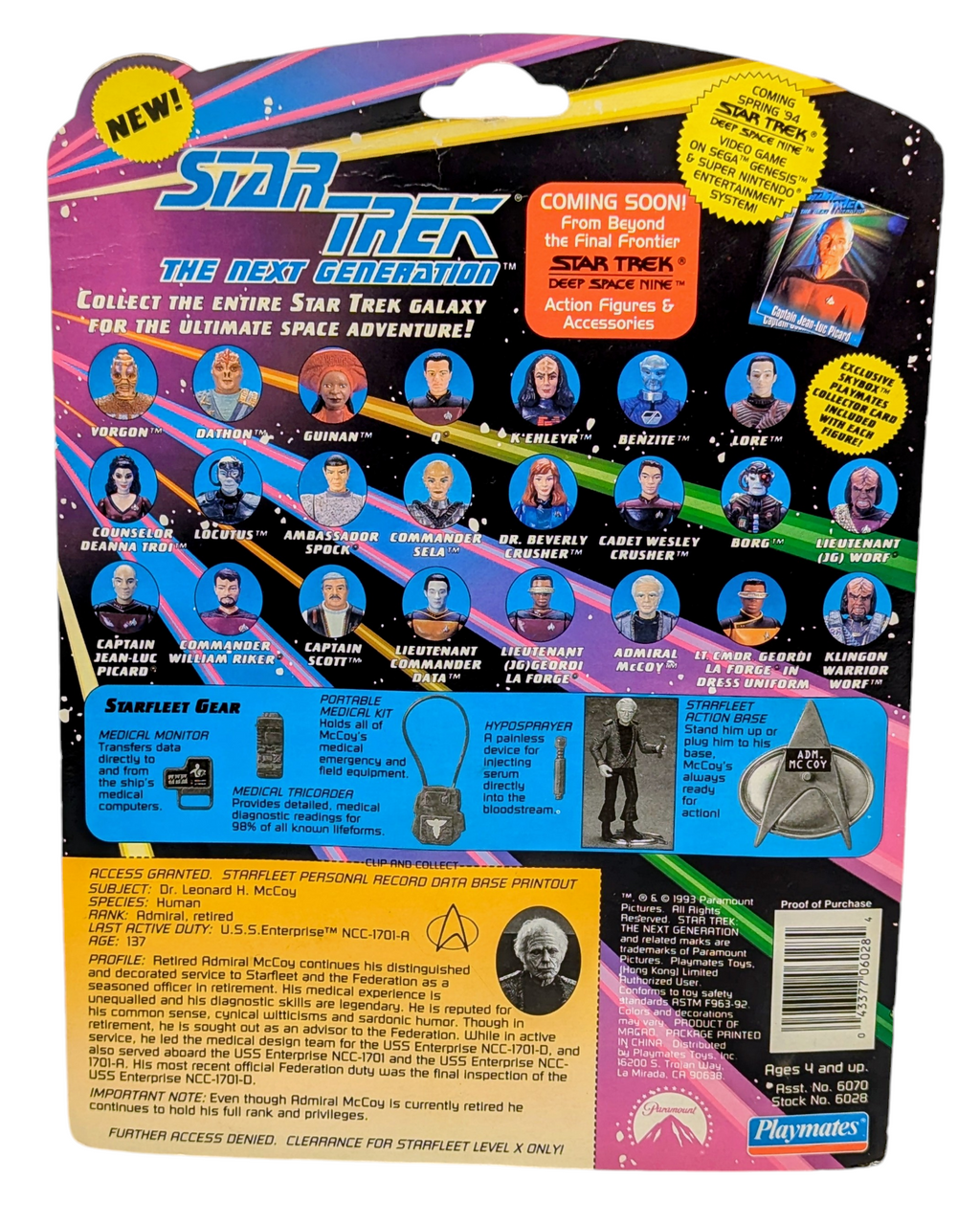 1993 Playmates Star Trek The Next Generation Admiral Leonard H. McCoy Figure image 2