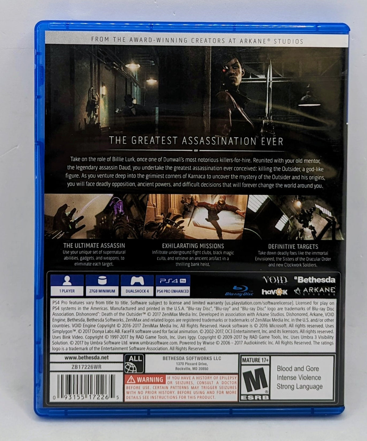 2017 Bethesda Dishonored: Death of the Outsider PS4 Playstation 4 - Pre-Owned image 3