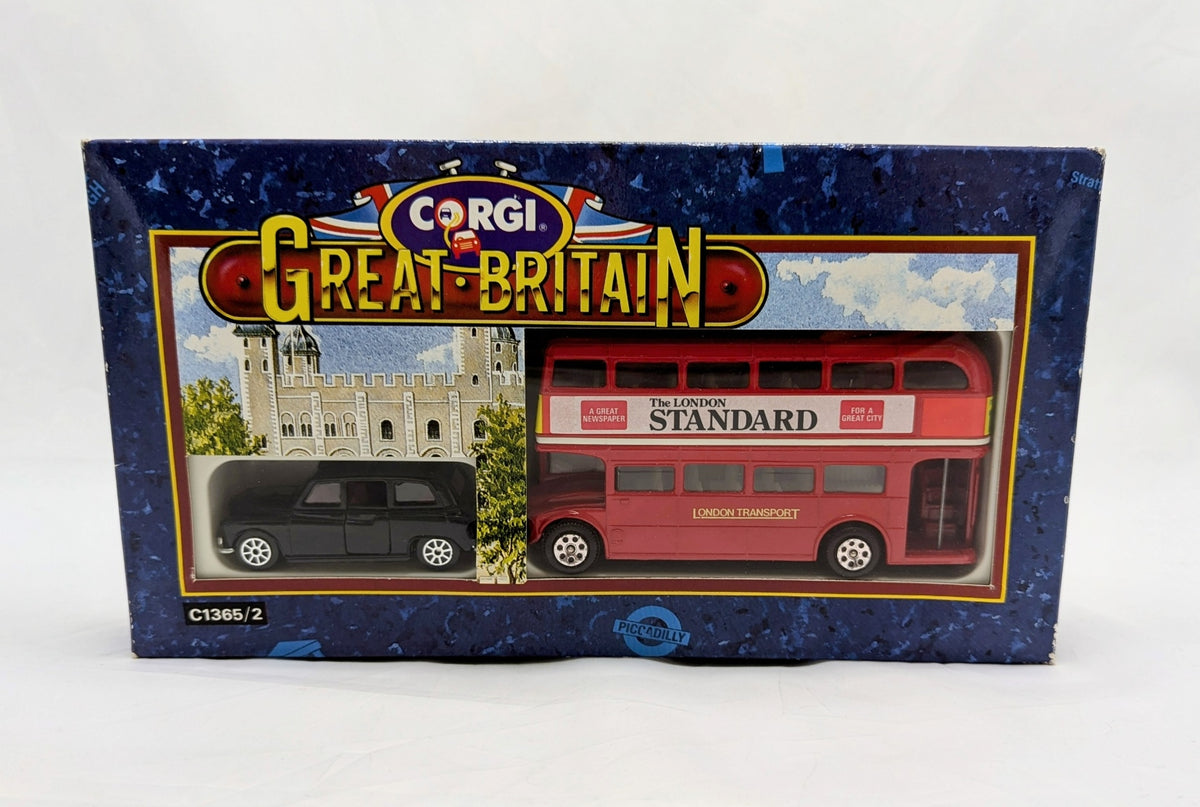 1990 Corgi Great Britain Die-Cast Double Decker Bus & Taxi Cab 2 Pack - C