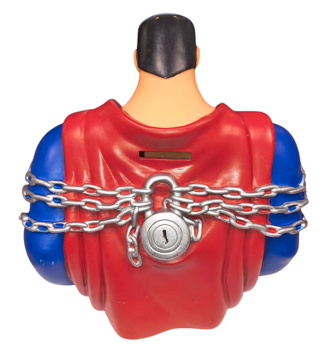 1997 Warner Bros. Store Superman Animated Breaking Chains Vinyl Bust Bank image 2