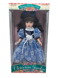 1998 Brass Key Victorian Garden Collection Brunette Blue Dress 16" Doll