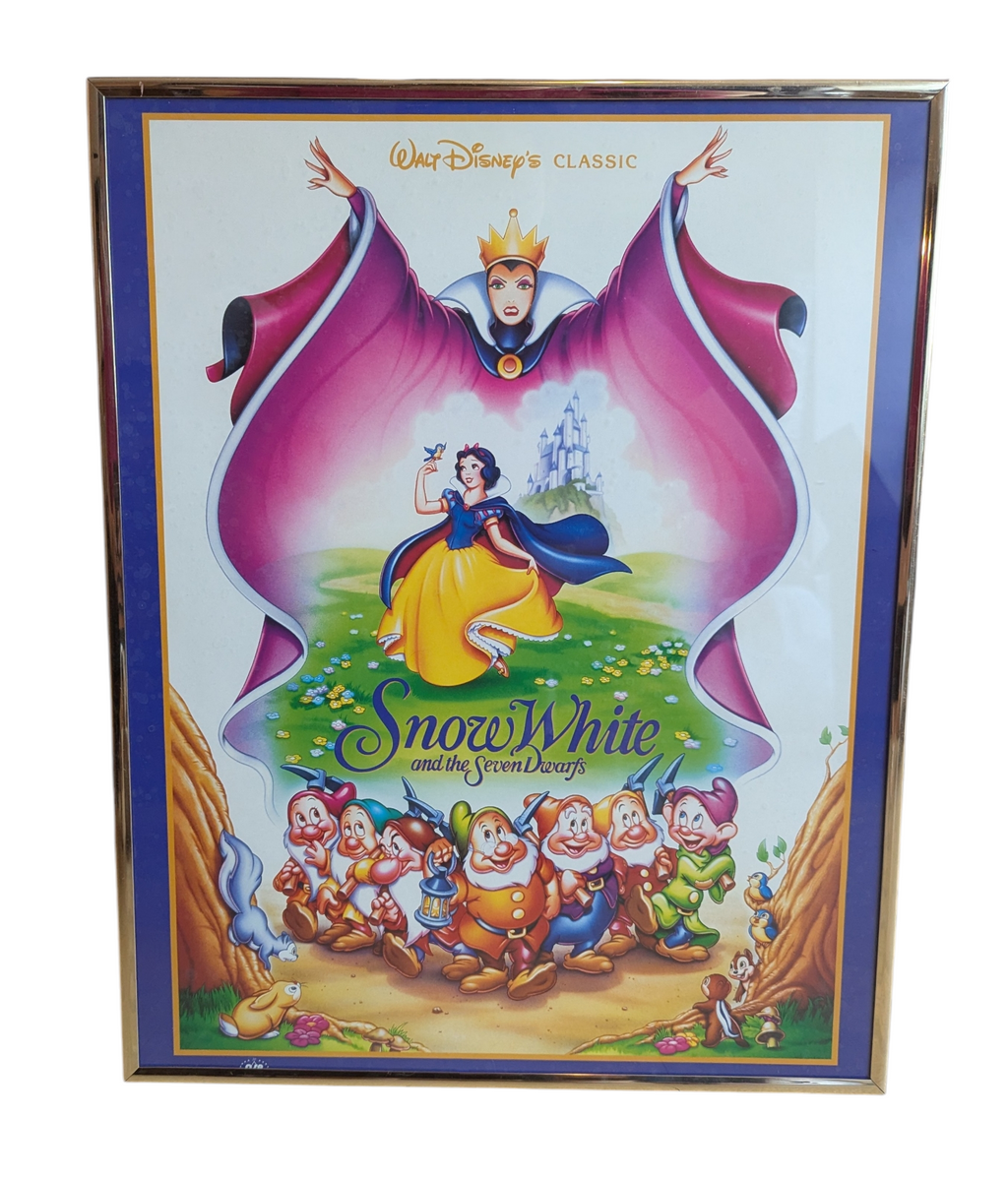 Vintage Walt Disney Classic Snow White And The Seven Dwarfs Framed Movie Poster