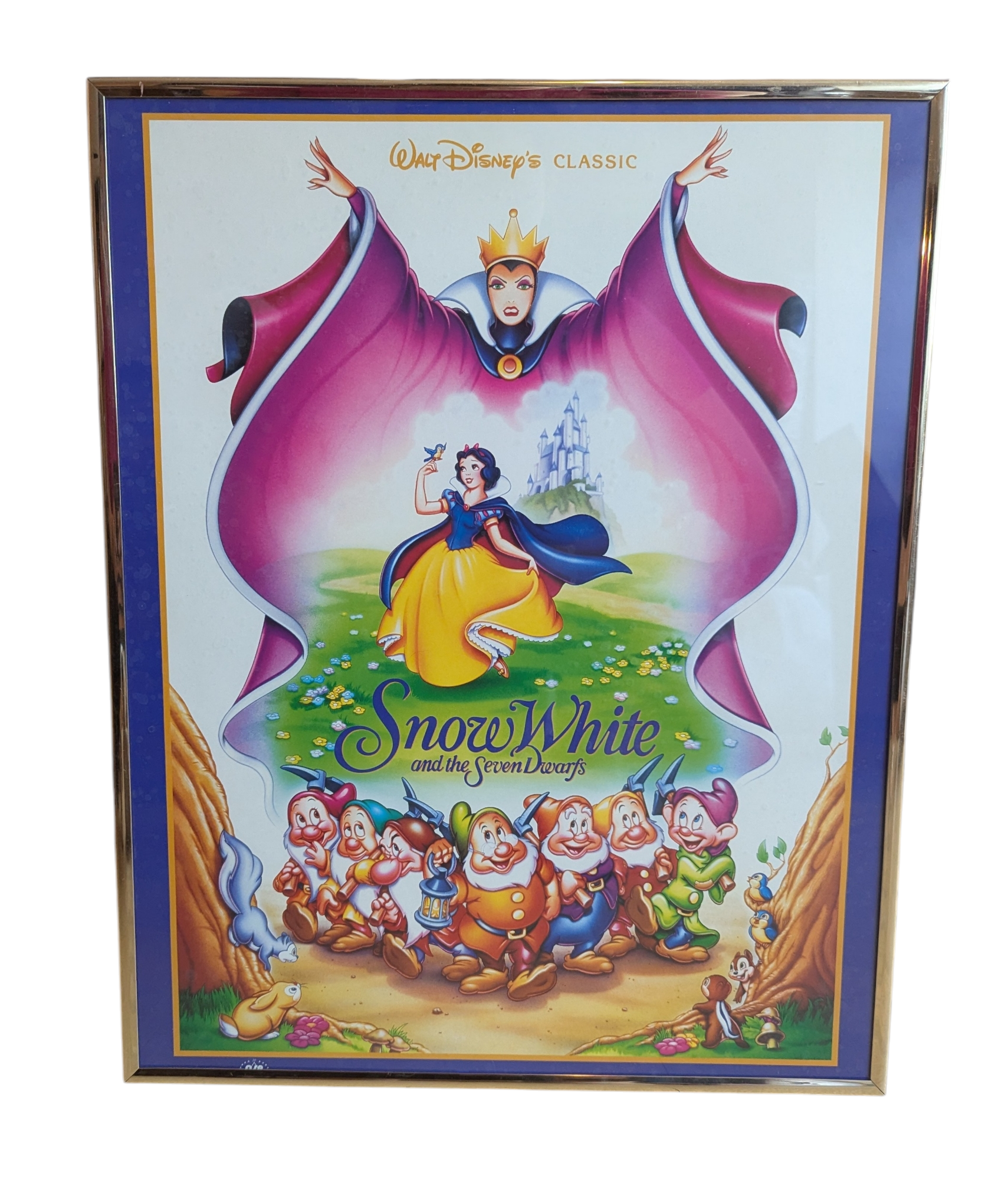 Vintage Walt Disney Classic Snow White And The Seven Dwarfs Framed Movie Poster