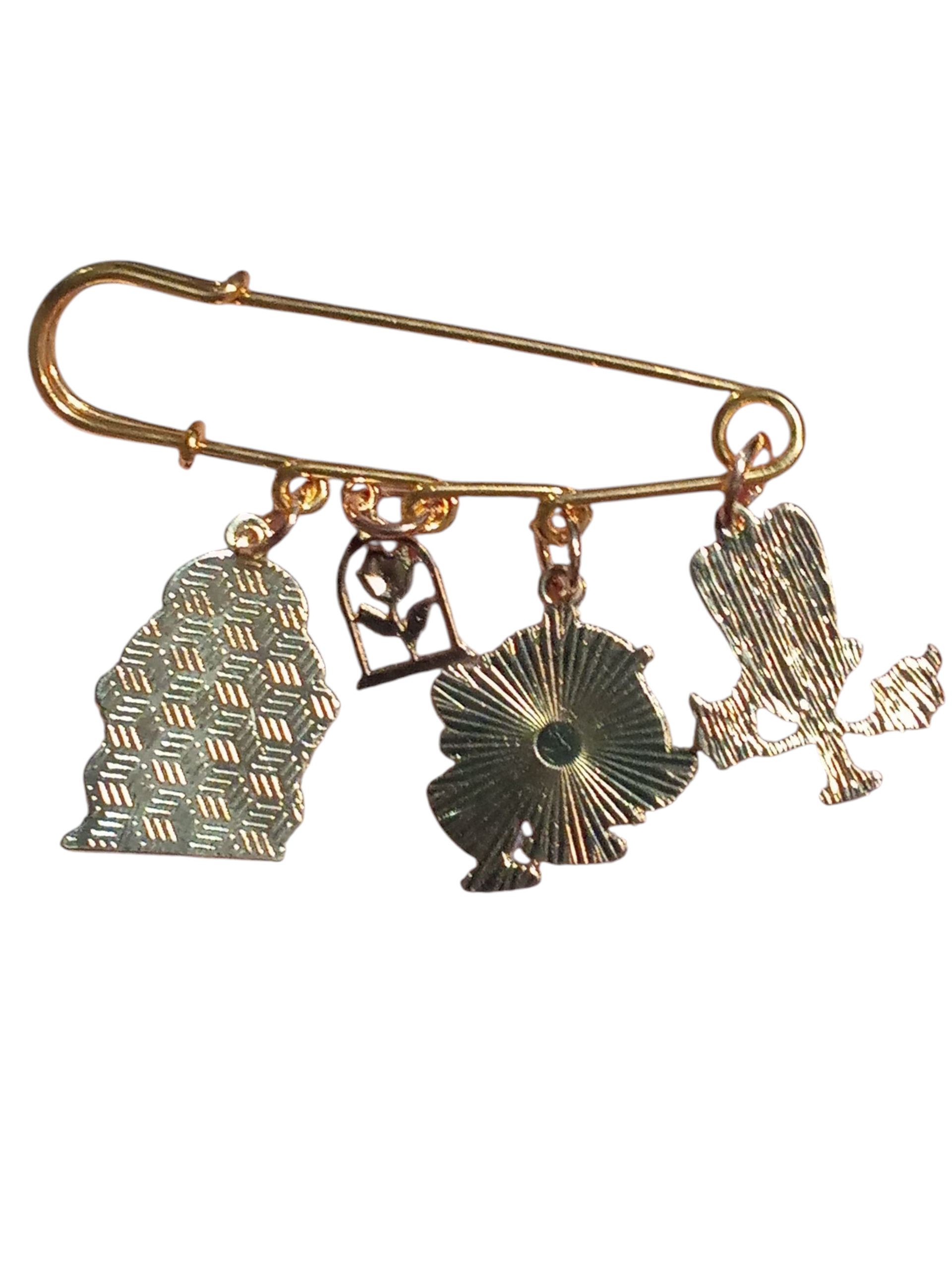 Disney Princess Beauty & The Beast Safety Pin Style Enamel Charm Pin image 2