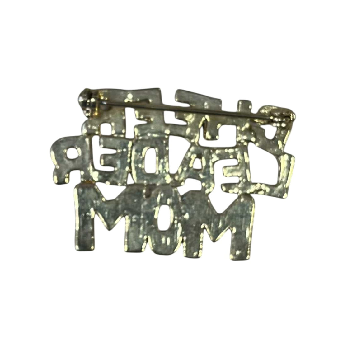 Vintage Cheer Leader Mom Silver Brooch Pin - DT image 2