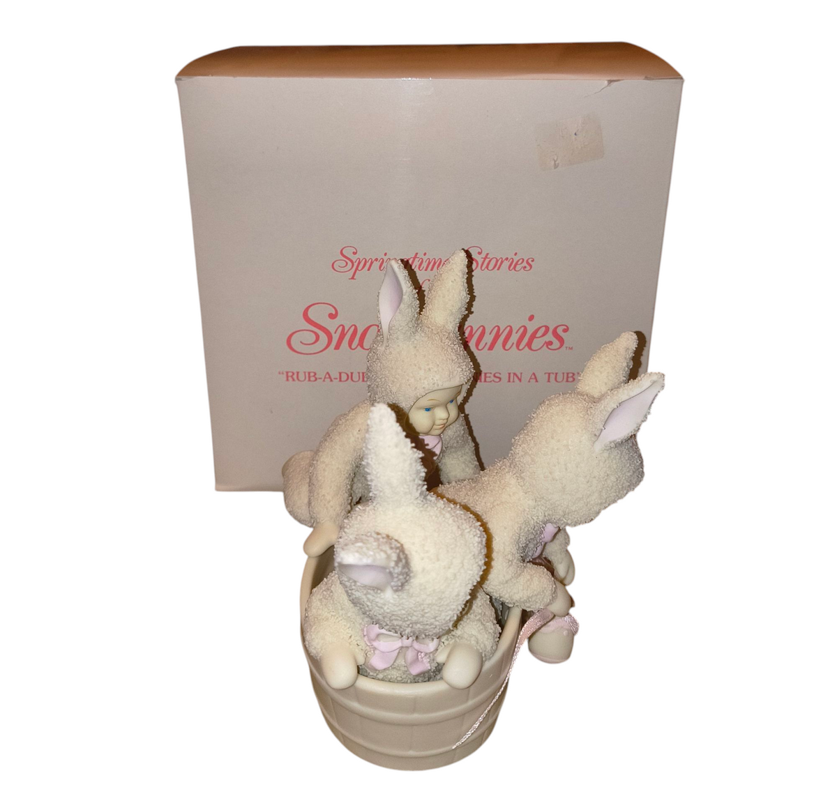 1995 Dept 56 Snowbunnies Rub-A-Dub-Dub Three Bunnies In A Tub Springtime Stories image 5