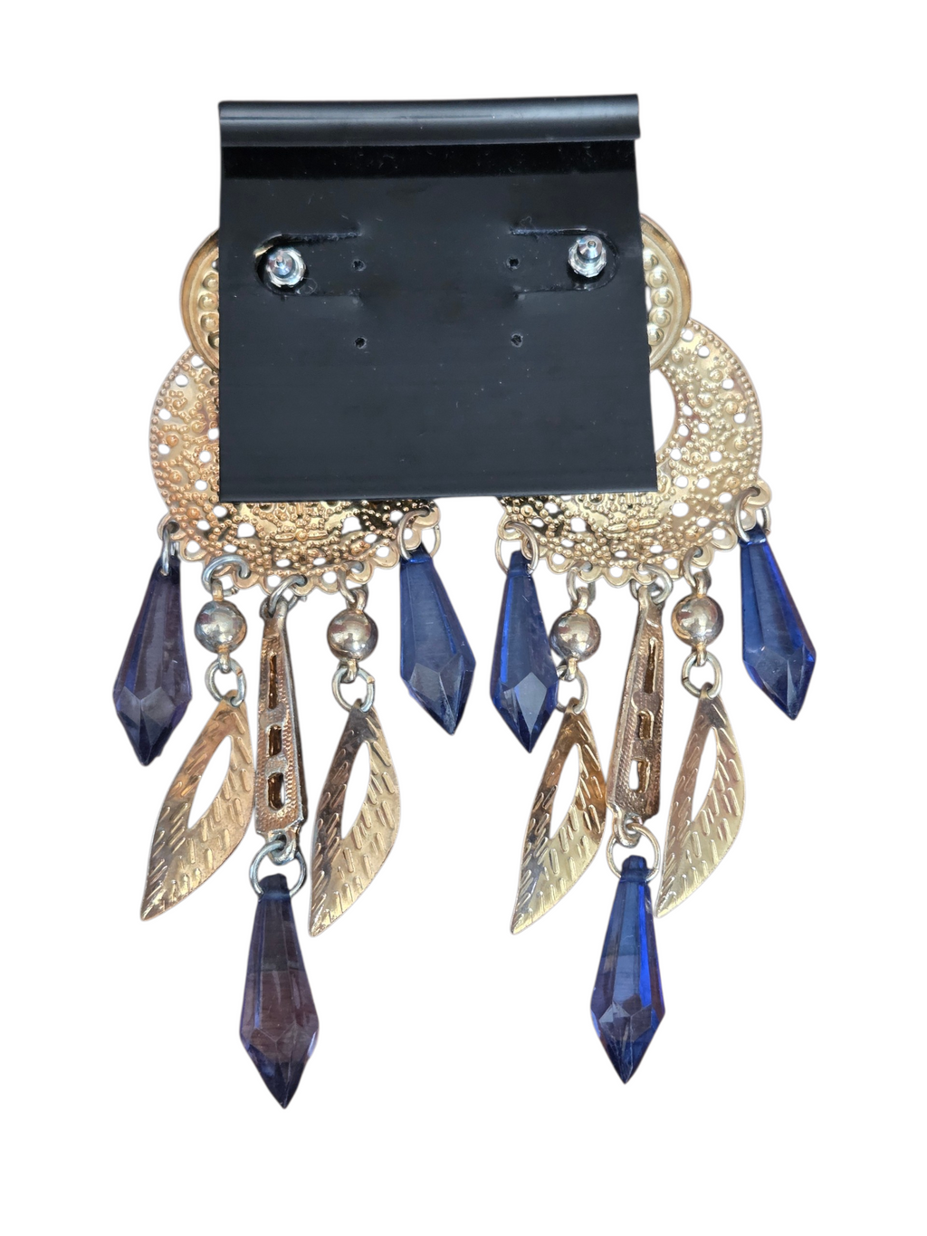Jonathan Hart Chandelier Dangling Earrings Gold Tone w/ Crystals image 2