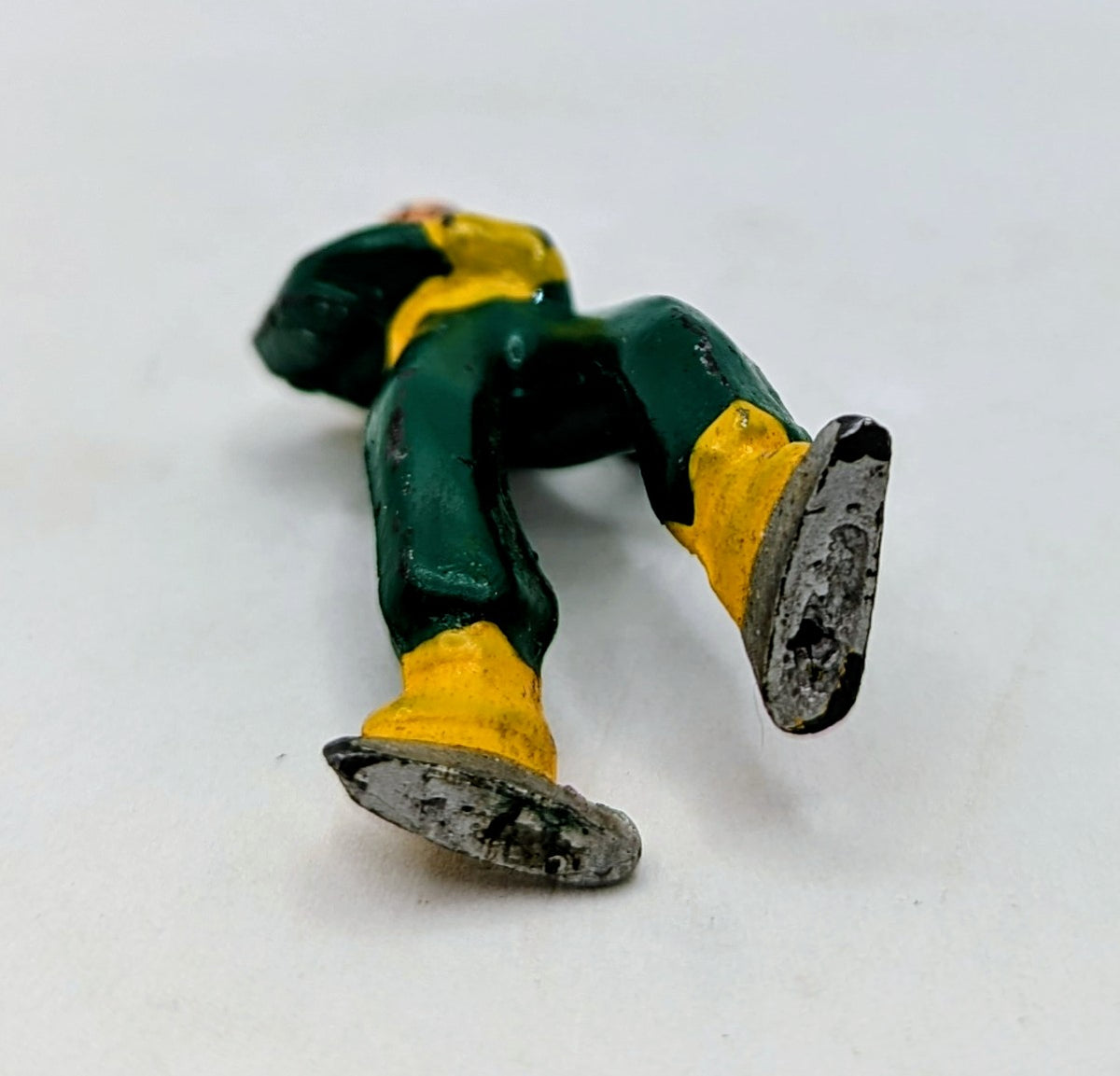Vintage Lead Barclay Village Ice Skater Green Yellow Figure image 3