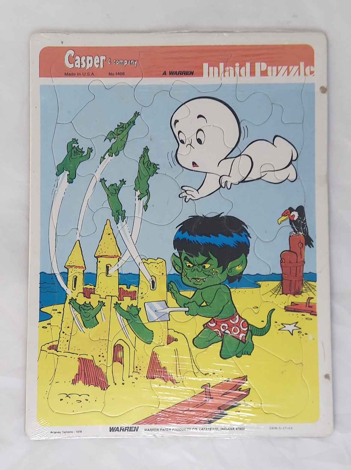 1978 Warren Casper & Company Frame Tray Puzzle Casper And Goblin At The Beach