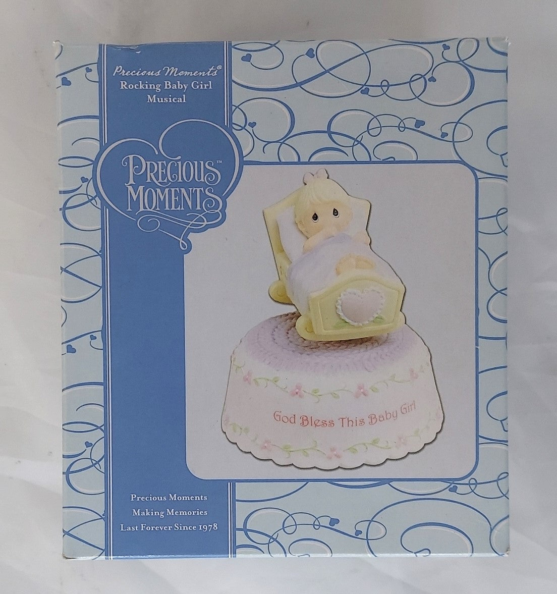 2007 Precious Moments Rocking Baby Girl Musical God Bless This Baby Girl #741005