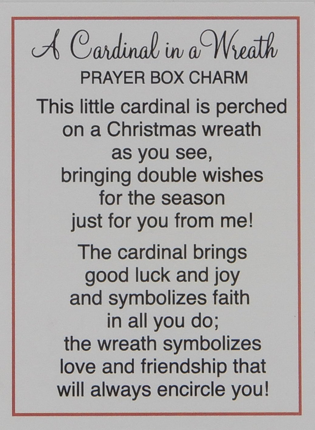 Ganz A Cardinal in a Wreath Prayer Box Charm with Story Card image 3