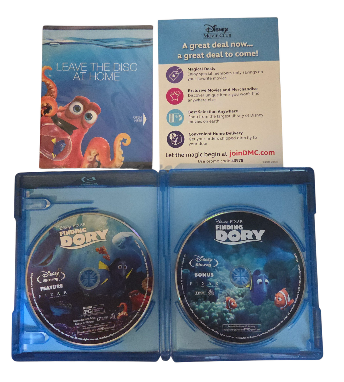 2016 Disney Finding Dory Blu-ray/Digital - Missing DVD image 2