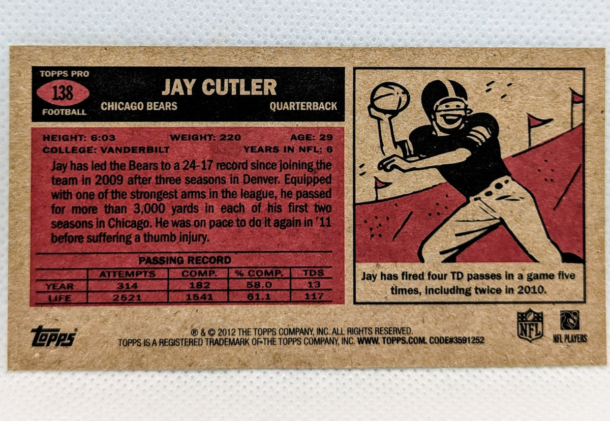 2012 Topps Jay Cutler 1965 Mini Tall Boy Chicago Bears #138 image 2