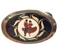 Vintage Chrome Belt Buckle With Round Pic Of Square Dancers / Tango