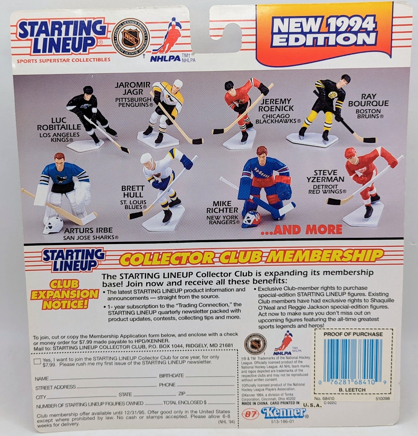 1994 Kenner Starting Lineup Brian Leetch New York Rangers Hockey NHL Figure image 2