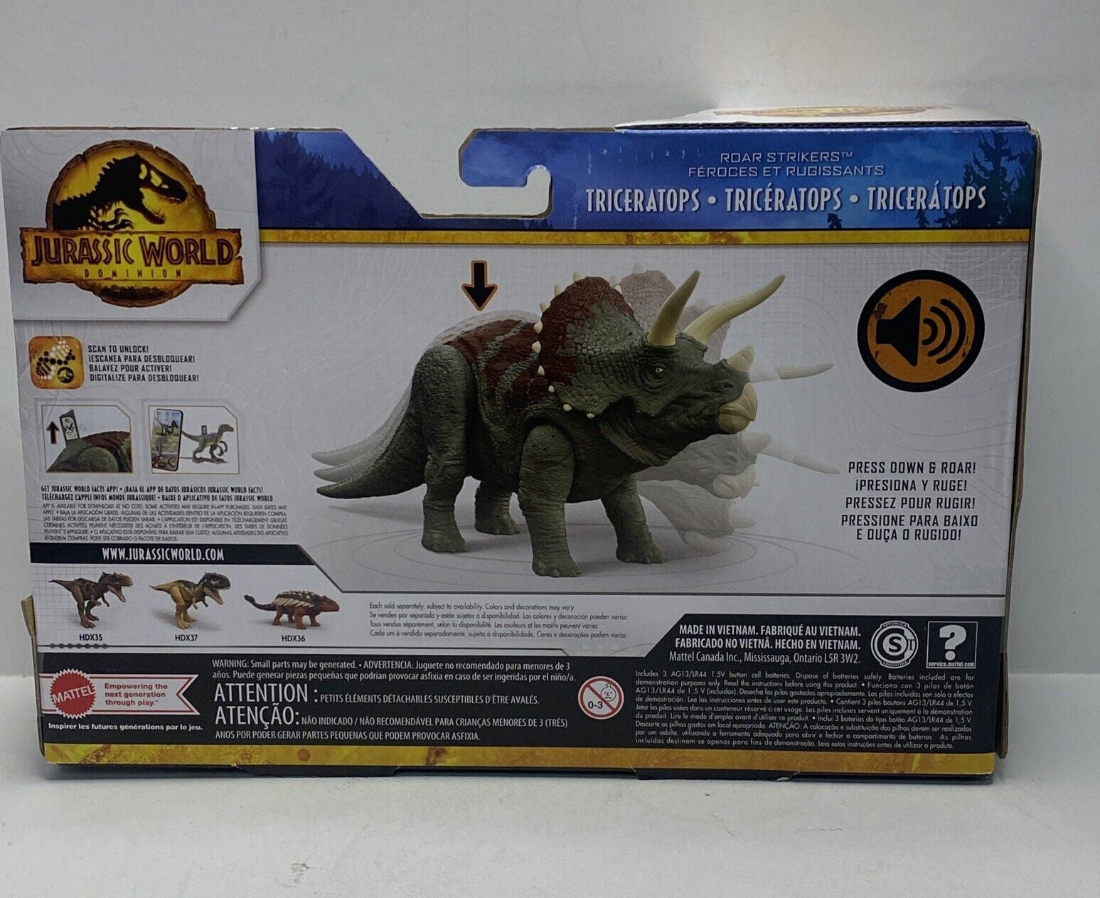 Jurassic World: Dominion Roar Strikers Triceratops Roaring Dinosaur image 2