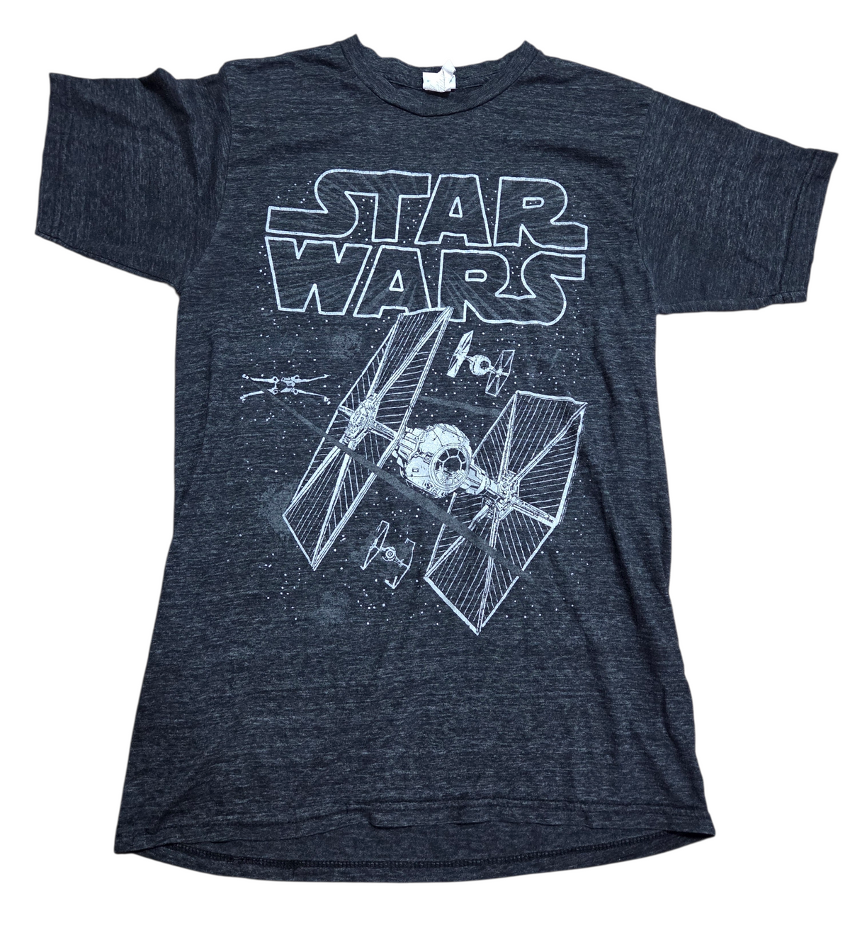 Vintage Star Wars Gray X-Wing Tie Fighter Graphic Tee Size M(38-40)