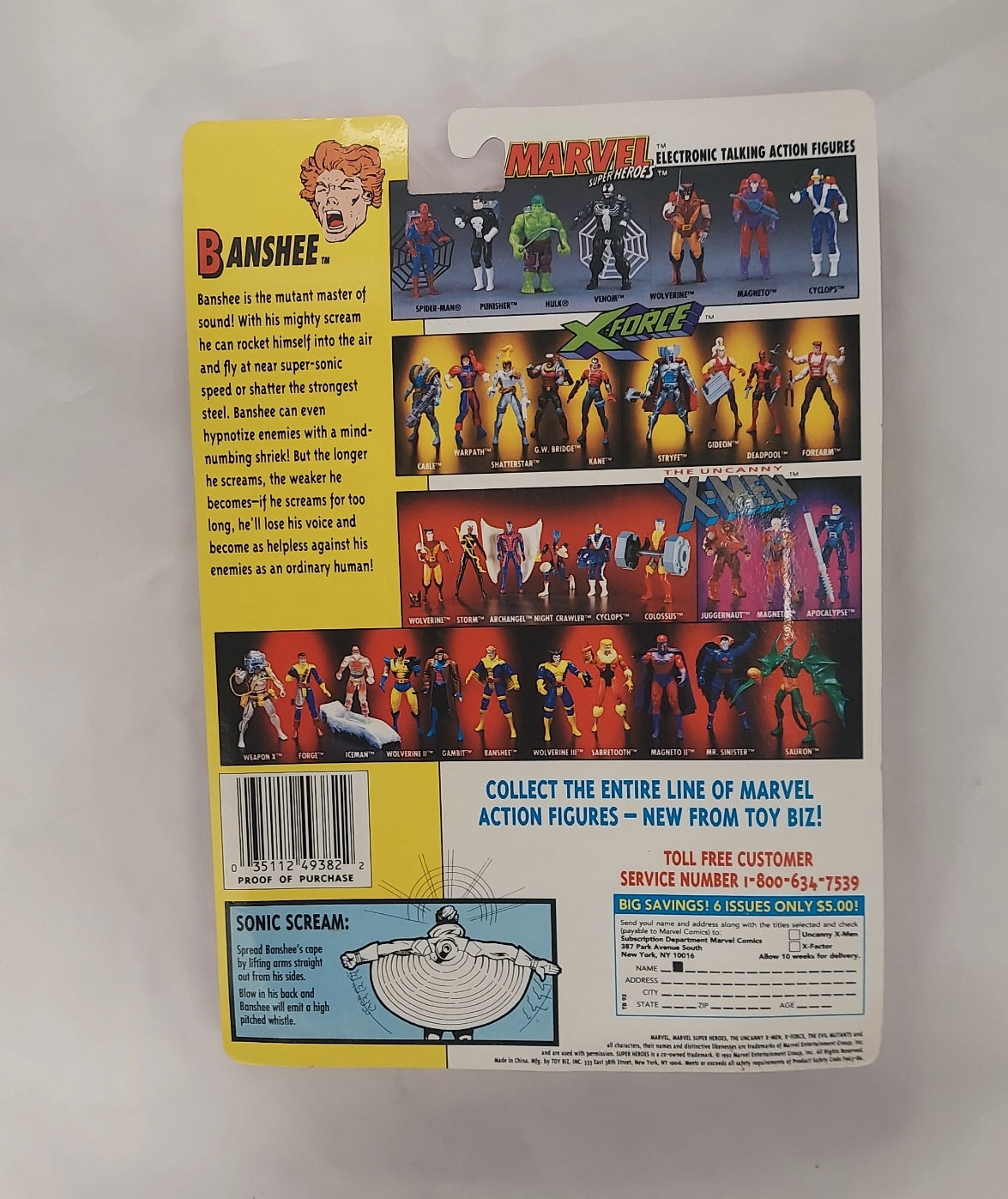 1992 Toy Biz Marvel The Uncanny X-Men Banshee Figure image 2