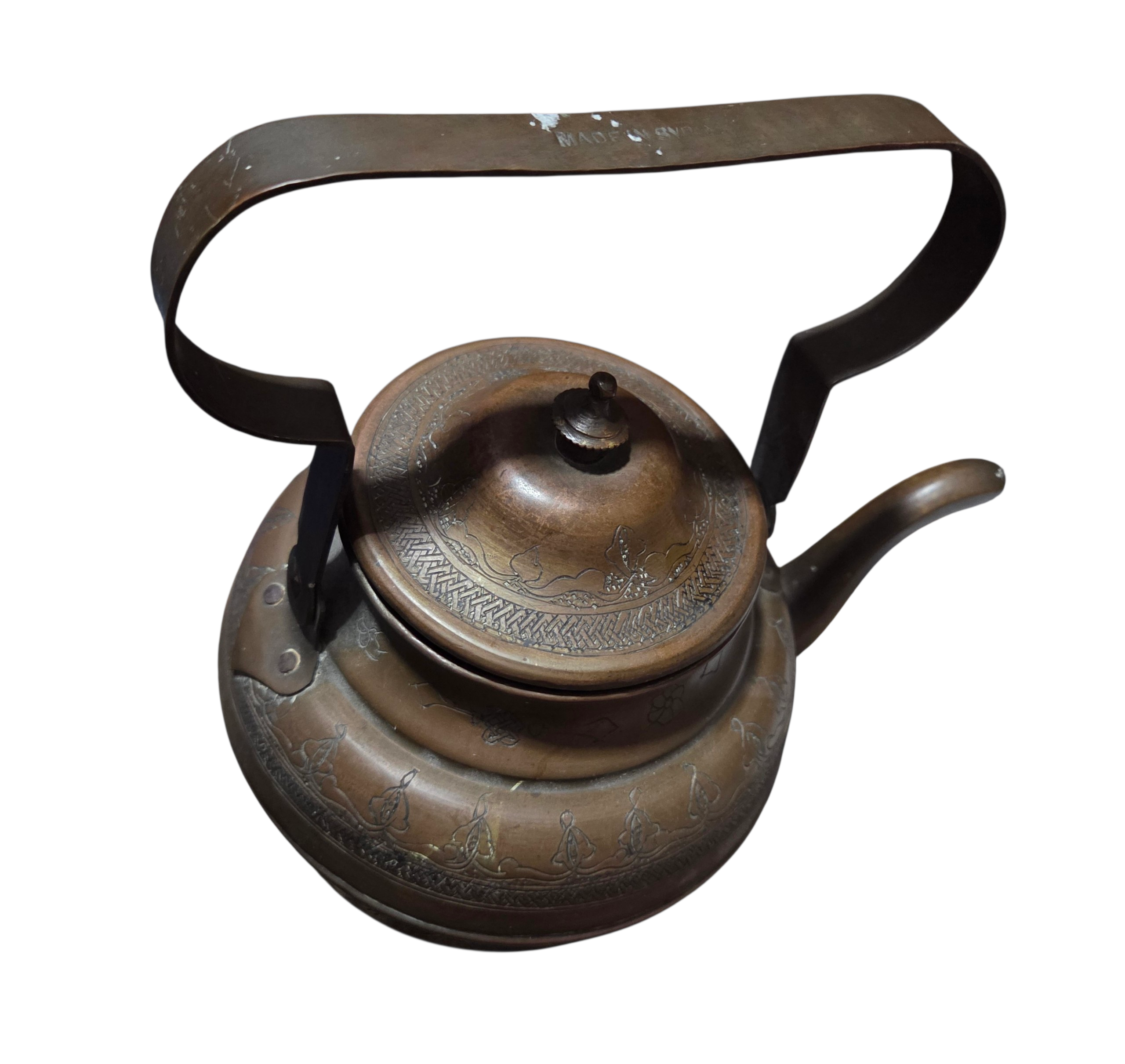 19th Century Middle Eastern Or Persian Hand Hammered Copper Or Brass Teapot image 3