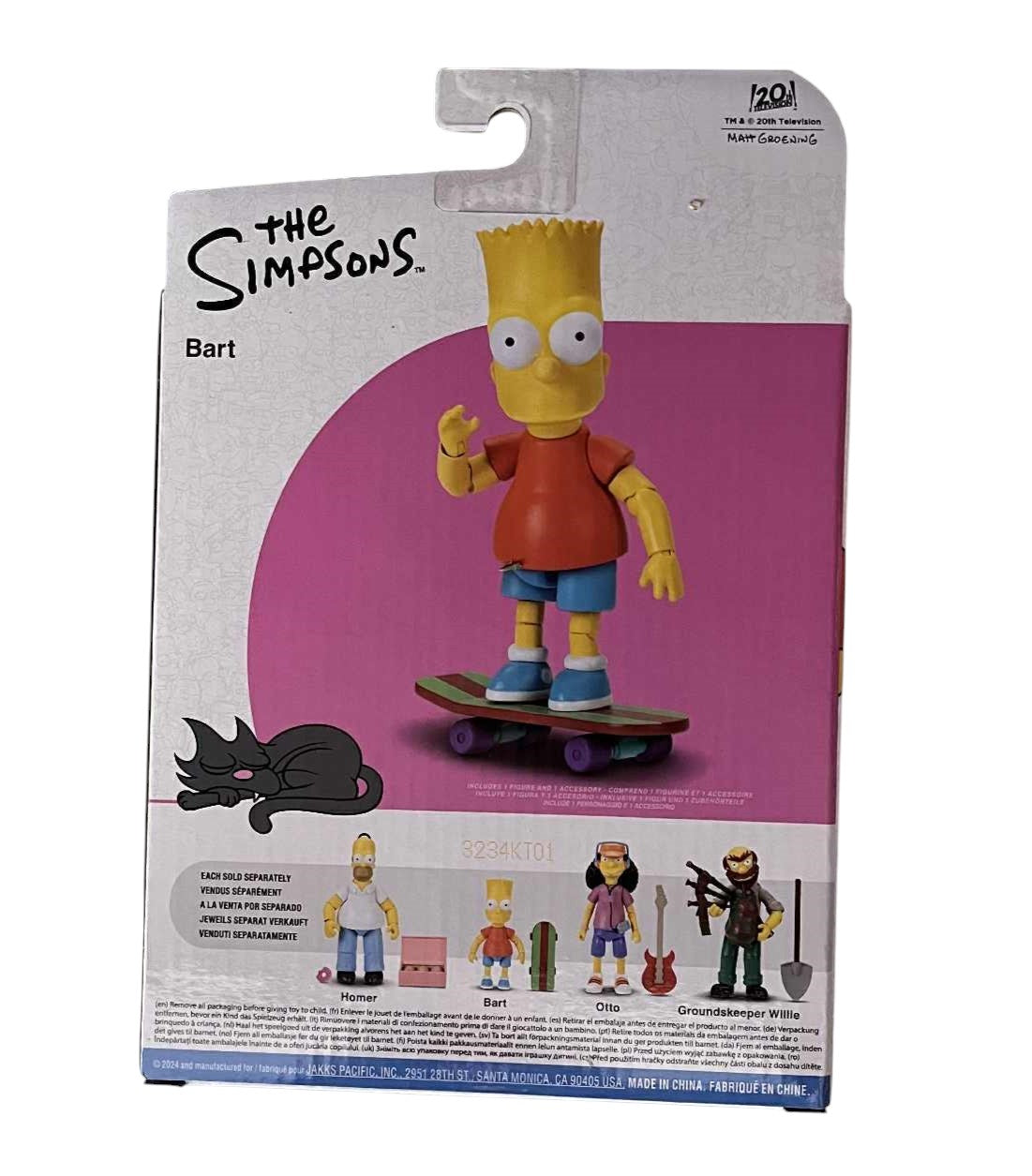 2024 Jakks Pacific The Simpsons Bart Simpson 3.75" Figure with Skateboard image 2