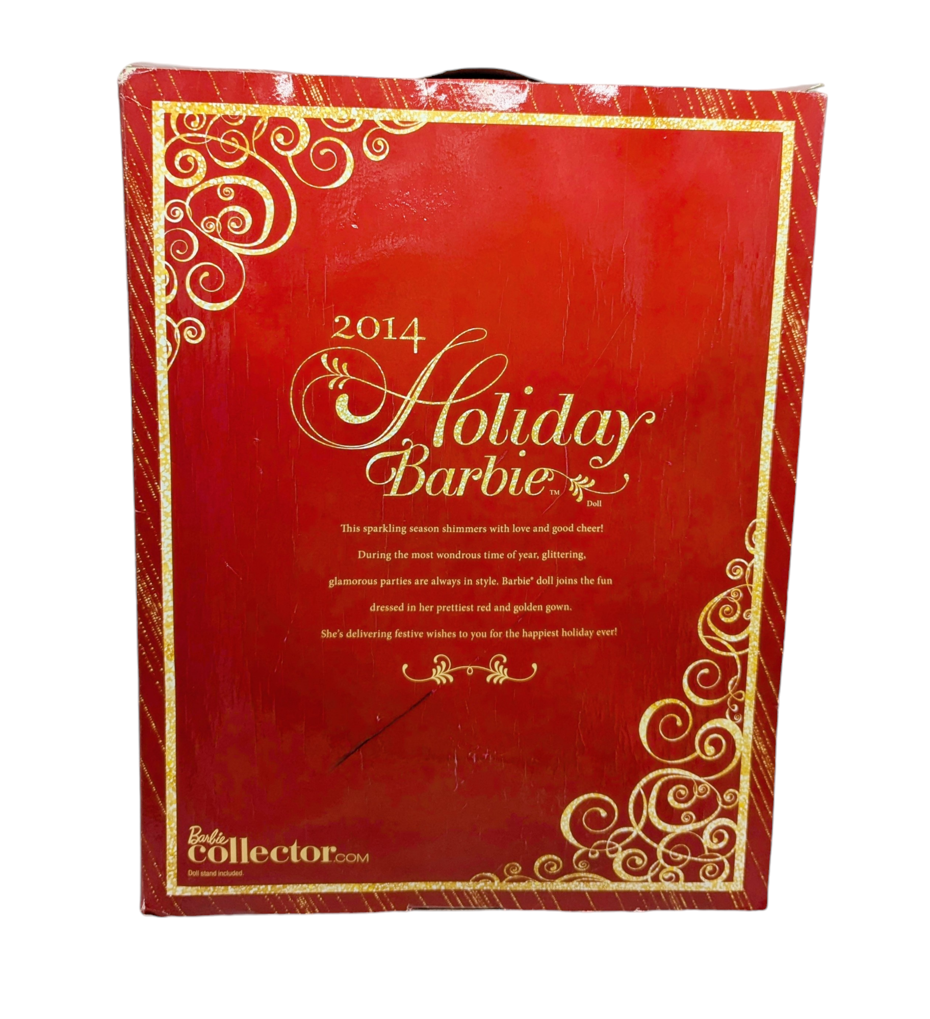 2014 Mattel Barbie Collector Holiday Doll Red & Gold BDH13 - Box Damage image 2