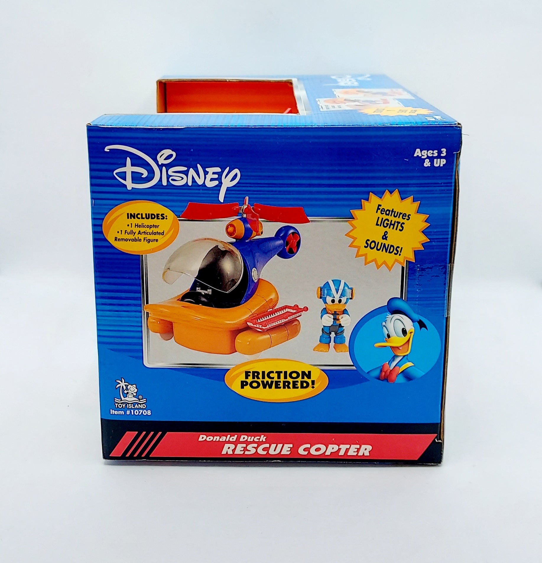 Toy Island Disney Donald Duck Rescue Copter Friction Powered Light Sounds image 3