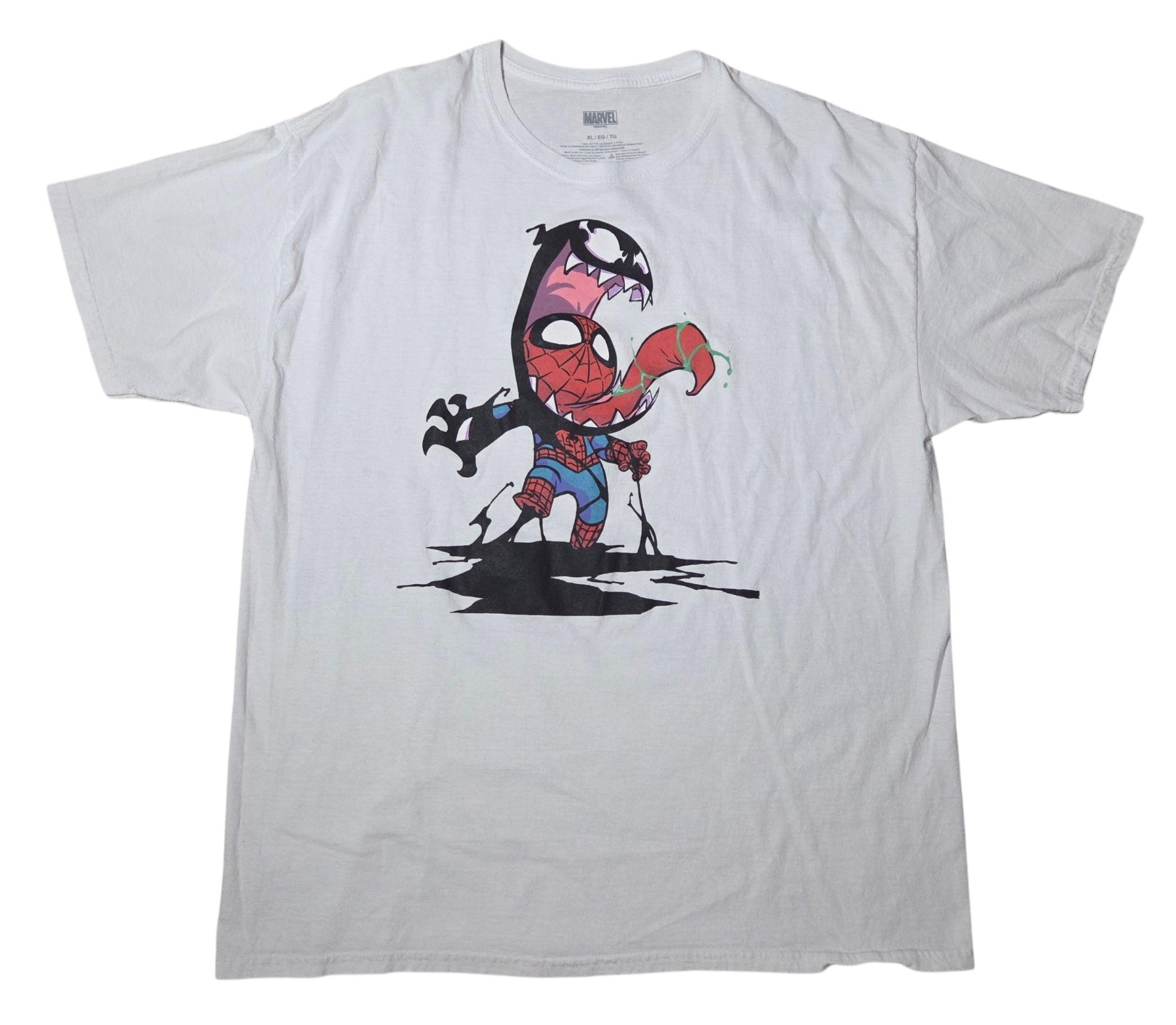 Marvel Scottie Young Chibi Spider-Man Venom White T-Shirt Size XL