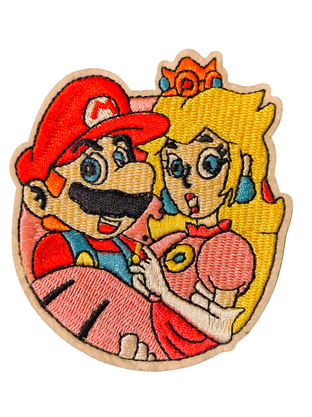 Nintendo Super Mario - Mario Holding Peach Embroidered Iron On 3.5" Patch