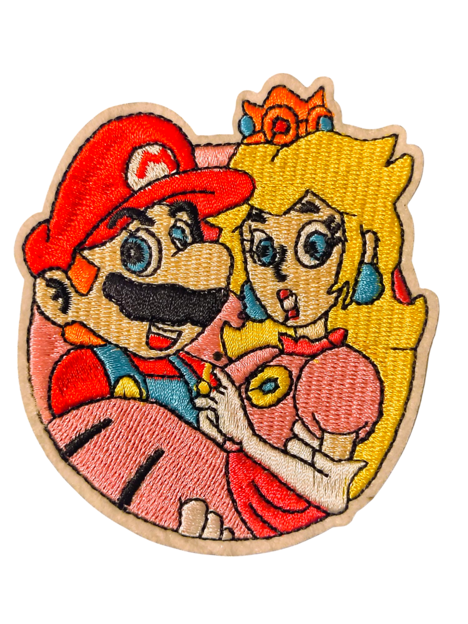 Nintendo Super Mario - Mario Holding Peach Embroidered Iron On 3.5" Patch