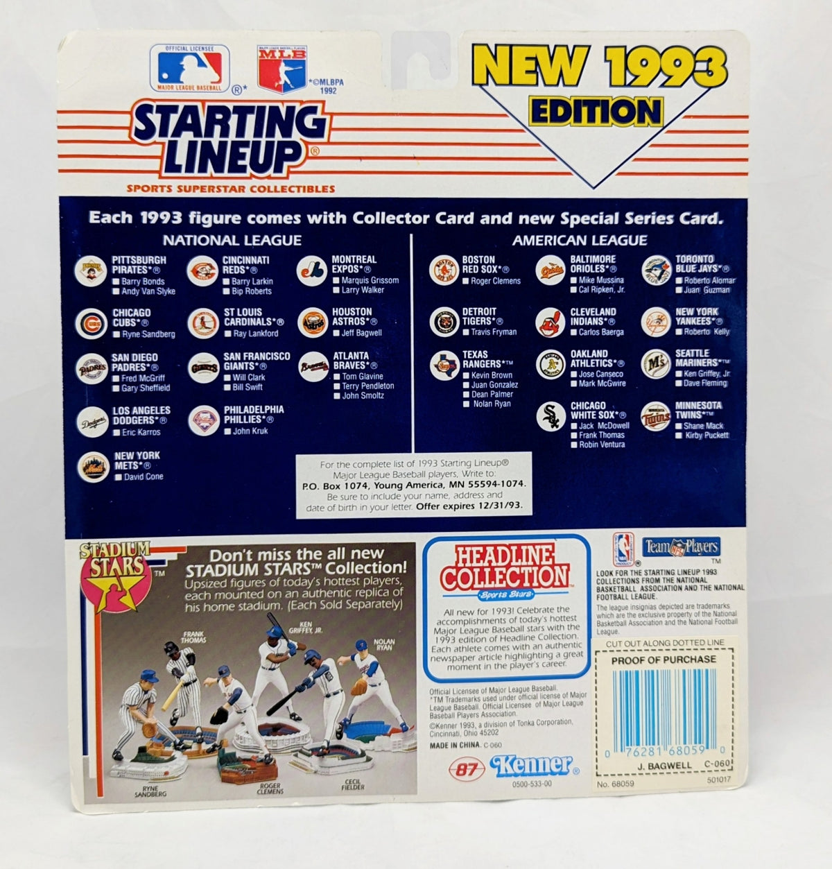 1993 Starting Lineup Jeff Bagwell Houston Astros Baseball Figure image 2
