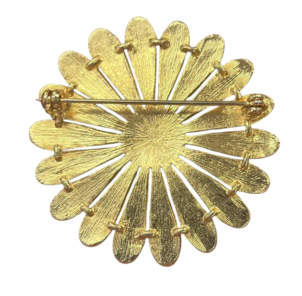 Vintage Vibrant Large Daisy Flower Turquoise Blue & Green Enamel Pin Brooch image 2