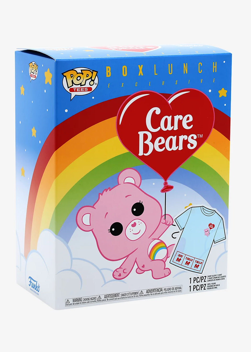 Exclusive Funko Pop! Tees Care Bears Cheer Bear T-Shirt & Flocked Pop #351 image 5