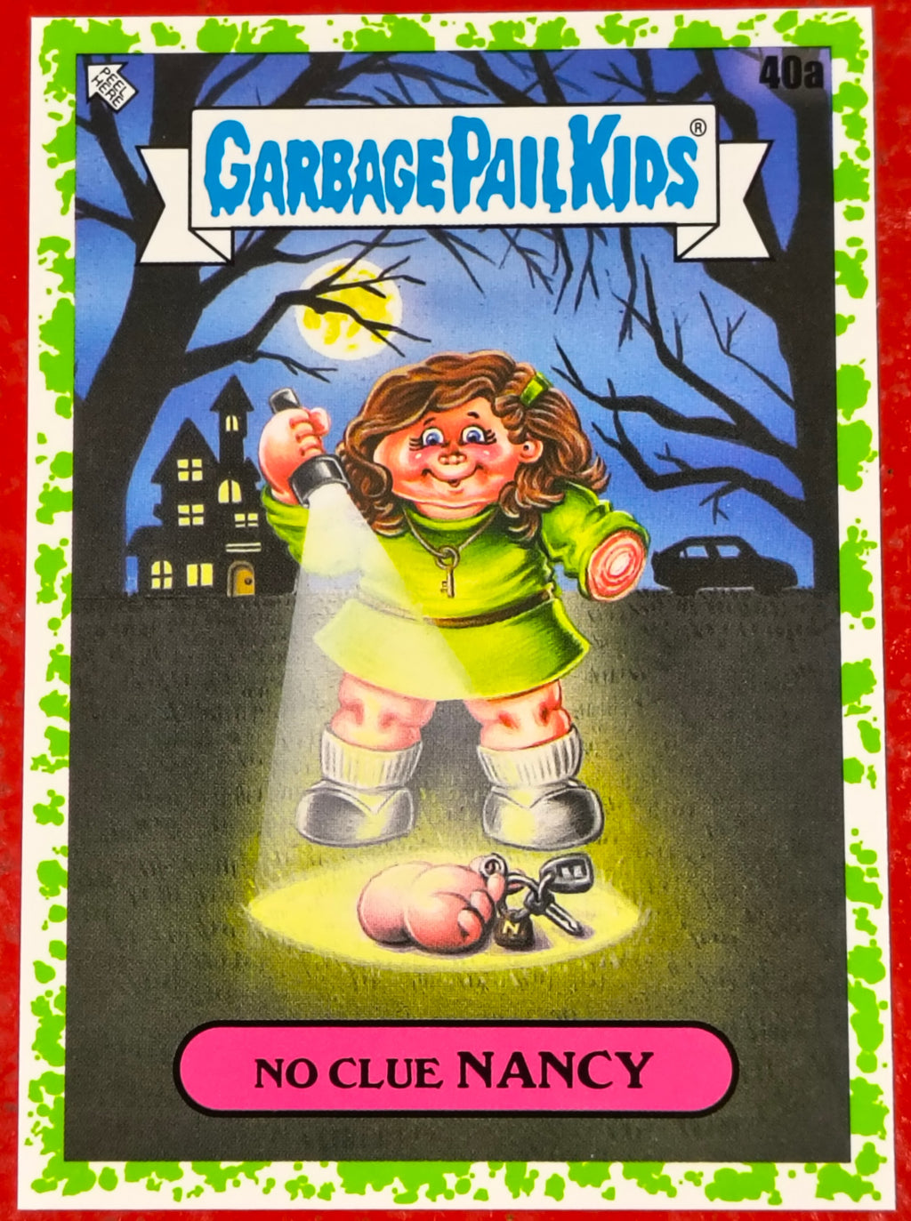 2022 Topps Garbage Pail Kids Book Worms No Clue Nancy #40a Green Parallel