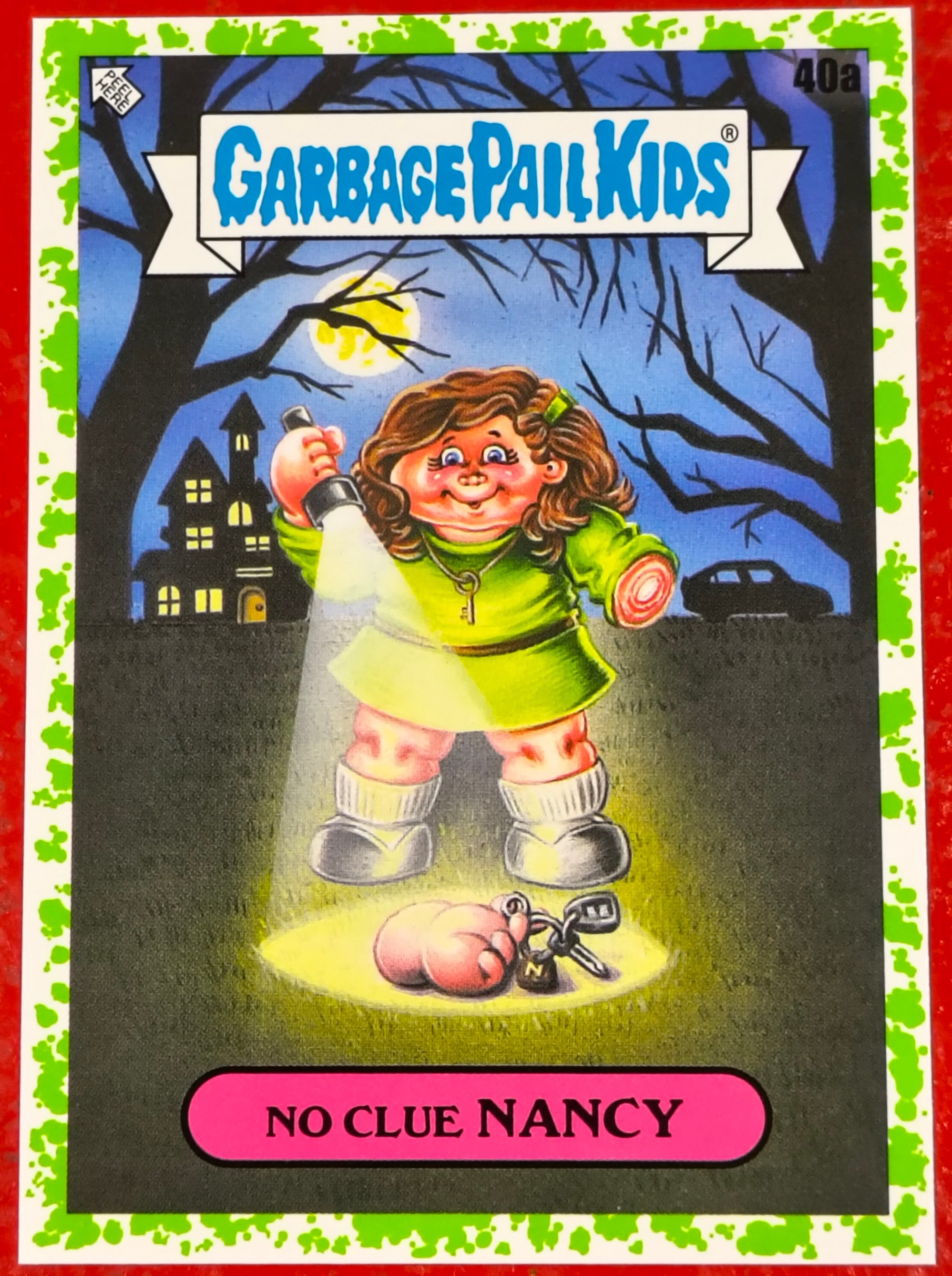 2022 Topps Garbage Pail Kids Book Worms No Clue Nancy #40a Green Parallel
