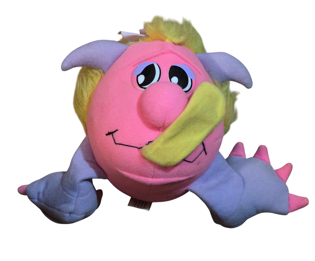 1986 Matchbox Grumples Razzcale Toy Pink Purple Rasberry Blowing Plush