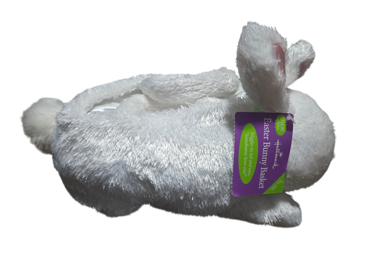 Hallmark Easter Basket Plush Bunny Rabbit Talks Somebody Loves You Wiggles Tail image 3