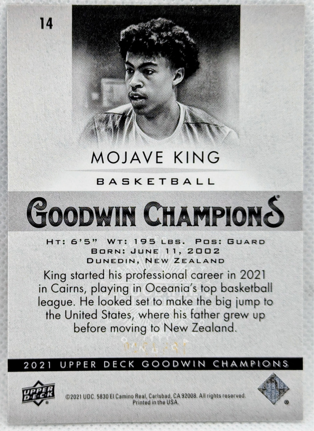 2021 Upper Deck Goodwin Champions Platinum Black & Gold /249 Mojave King #14 image 2