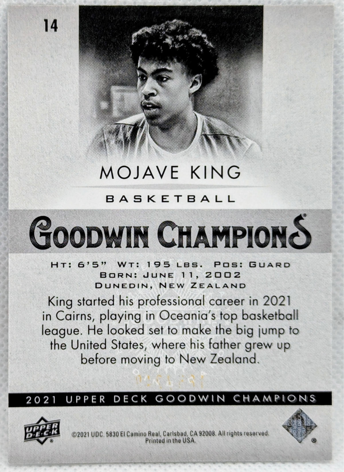 2021 Upper Deck Goodwin Champions Platinum Black & Gold /249 Mojave King #14 image 2
