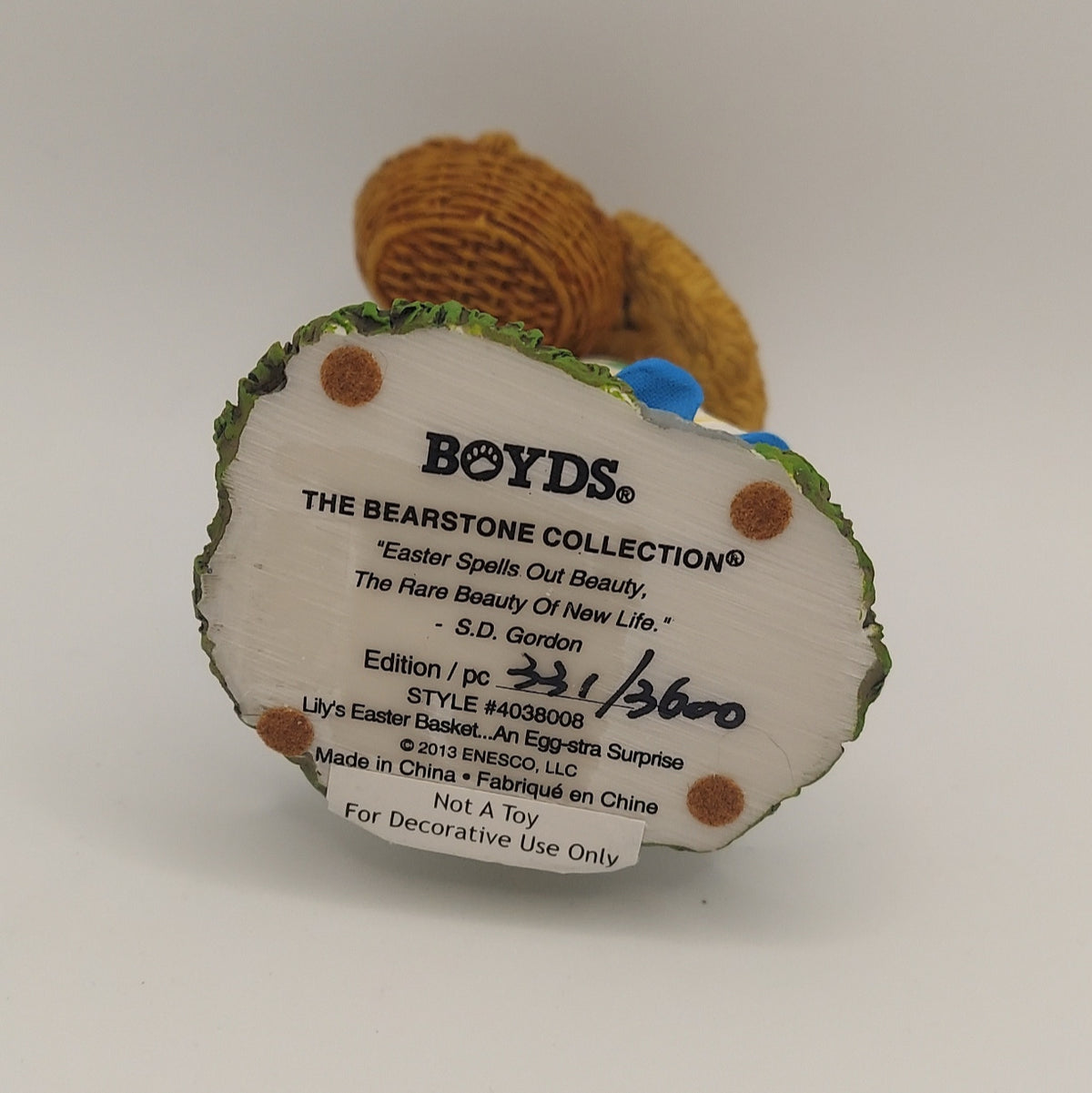 2012 Boyds by Enesco Bearstone Collection Lily's Easter Basket image 4