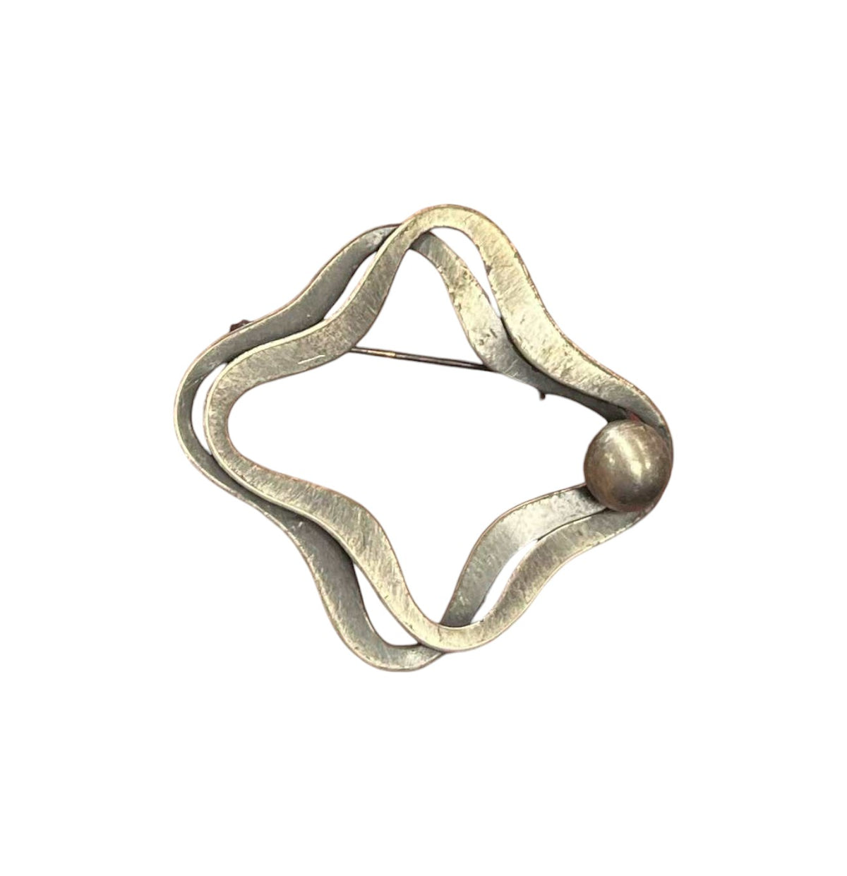 Vintage Overlapping Square Modernist Style Silver Art Brooch Pin