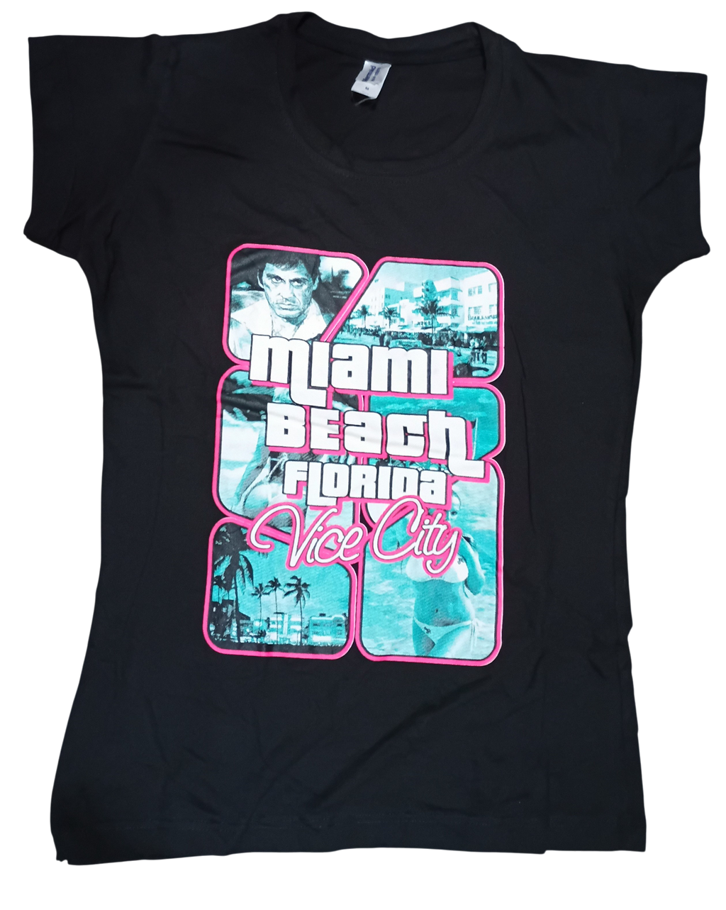 Scarface x GTA Miami Beach Florida Vice City Black T-Shirt Size Medium