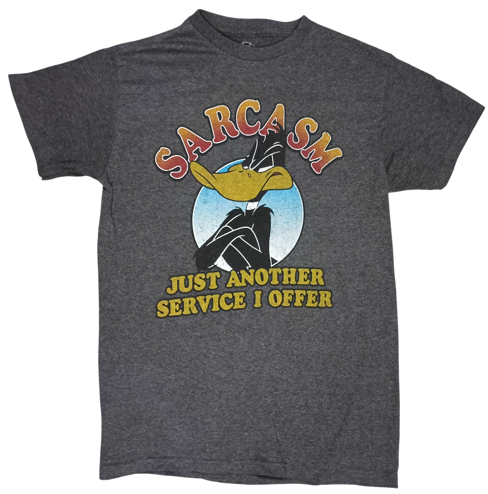 Looney Toons Daffy Duck Sarcasm Just Another Service I Offer Gray Small T-Shirt