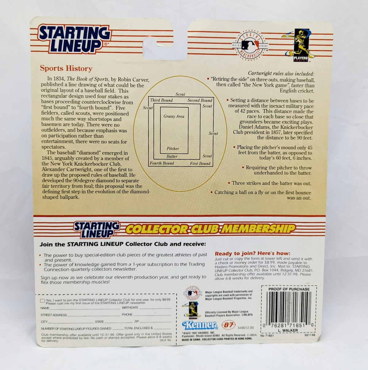 1998 Starting Lineup Larry Walker Extended Colorado Rockies Baseball Figure image 2