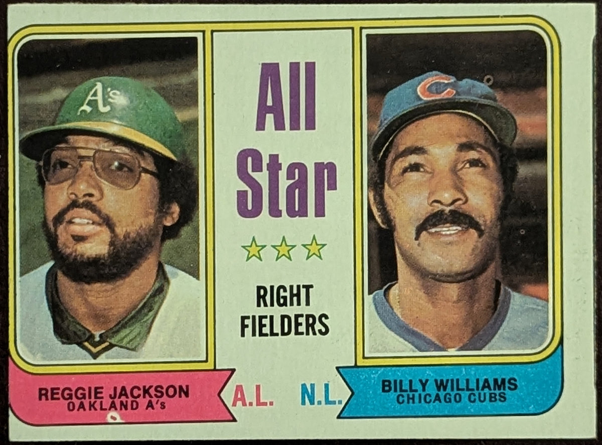 1974 Topps #338 All-Star Right Fielders Reggie Jackson / Billy Williams Miscut