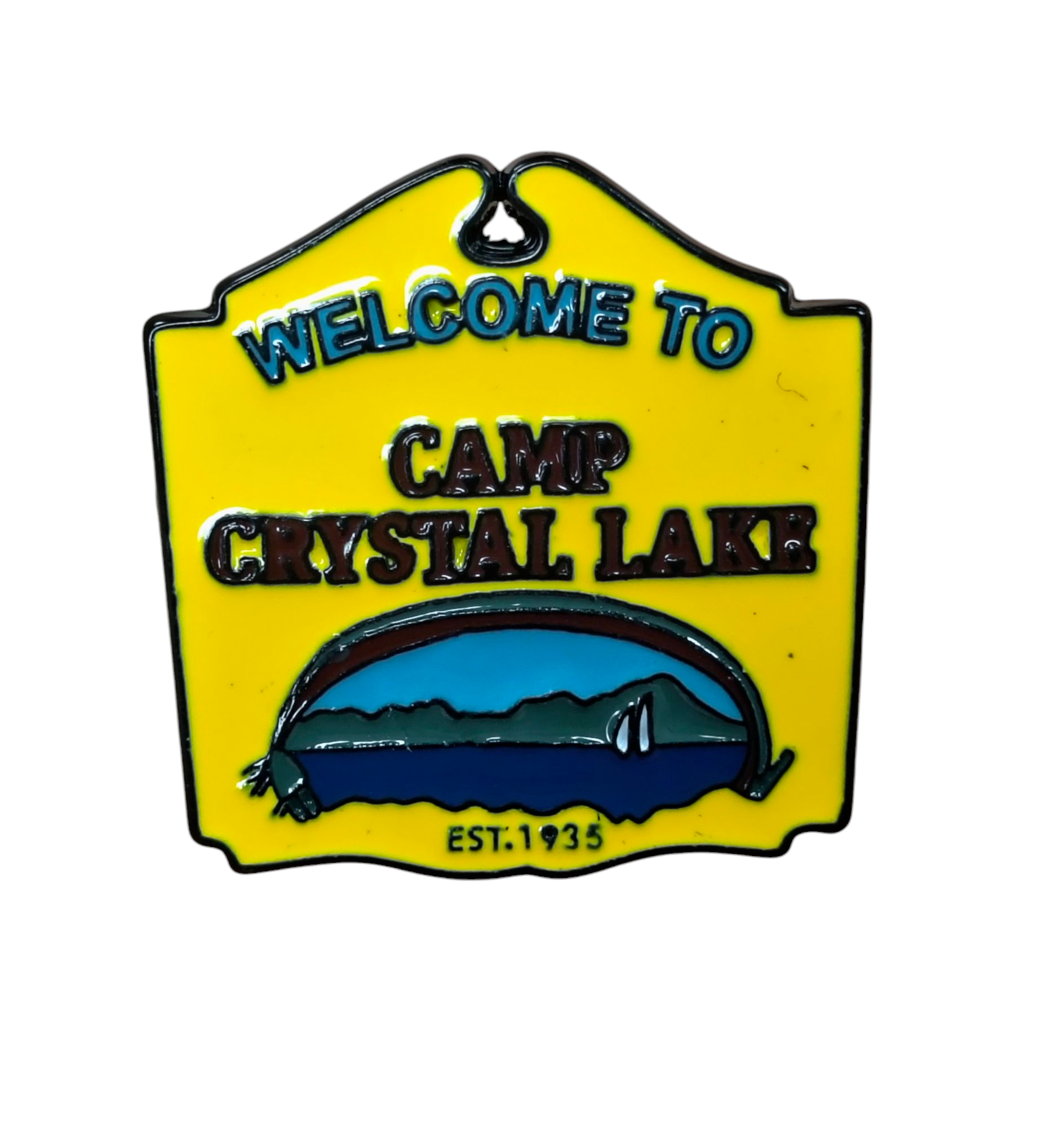 Friday The 13th Jason Camp Crystal Lake Sign Enamel Pin